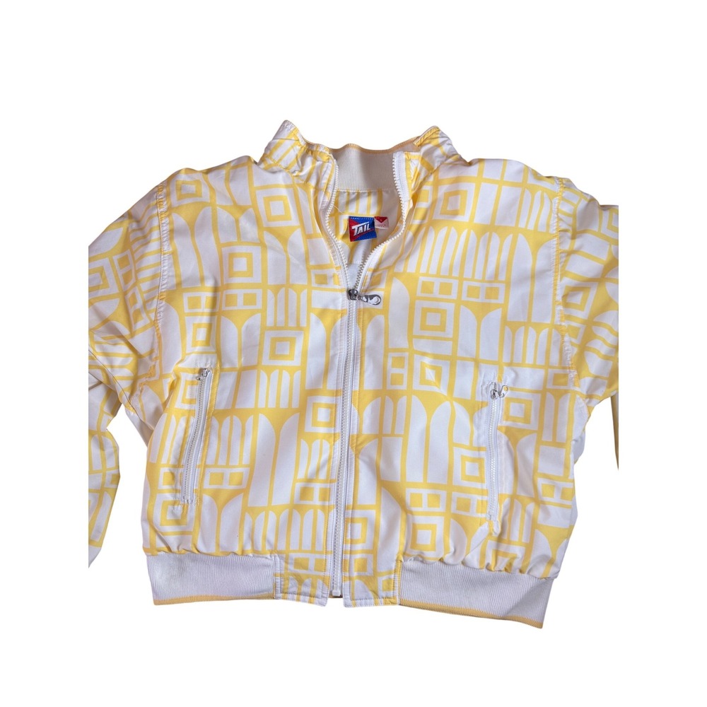 Tail Vintage Windbreaker Jacket Yellow White Geometric Print Full Zip Womens S - Picture 7 of 10